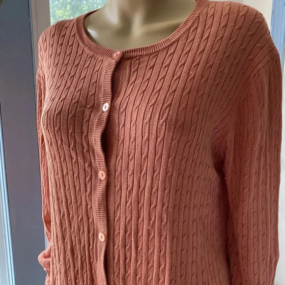 2 Fly Silk women’s L Fisherman Knit long sleeve button Up cardigan sweater Y2K - Picture 5 of 7